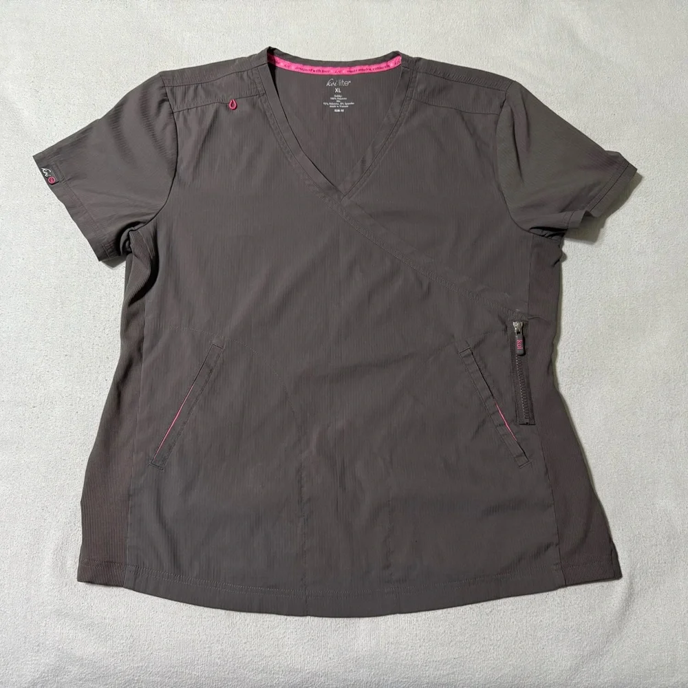 Brown Short Sleeve Women's Scrub Top - Picture 1 of 8